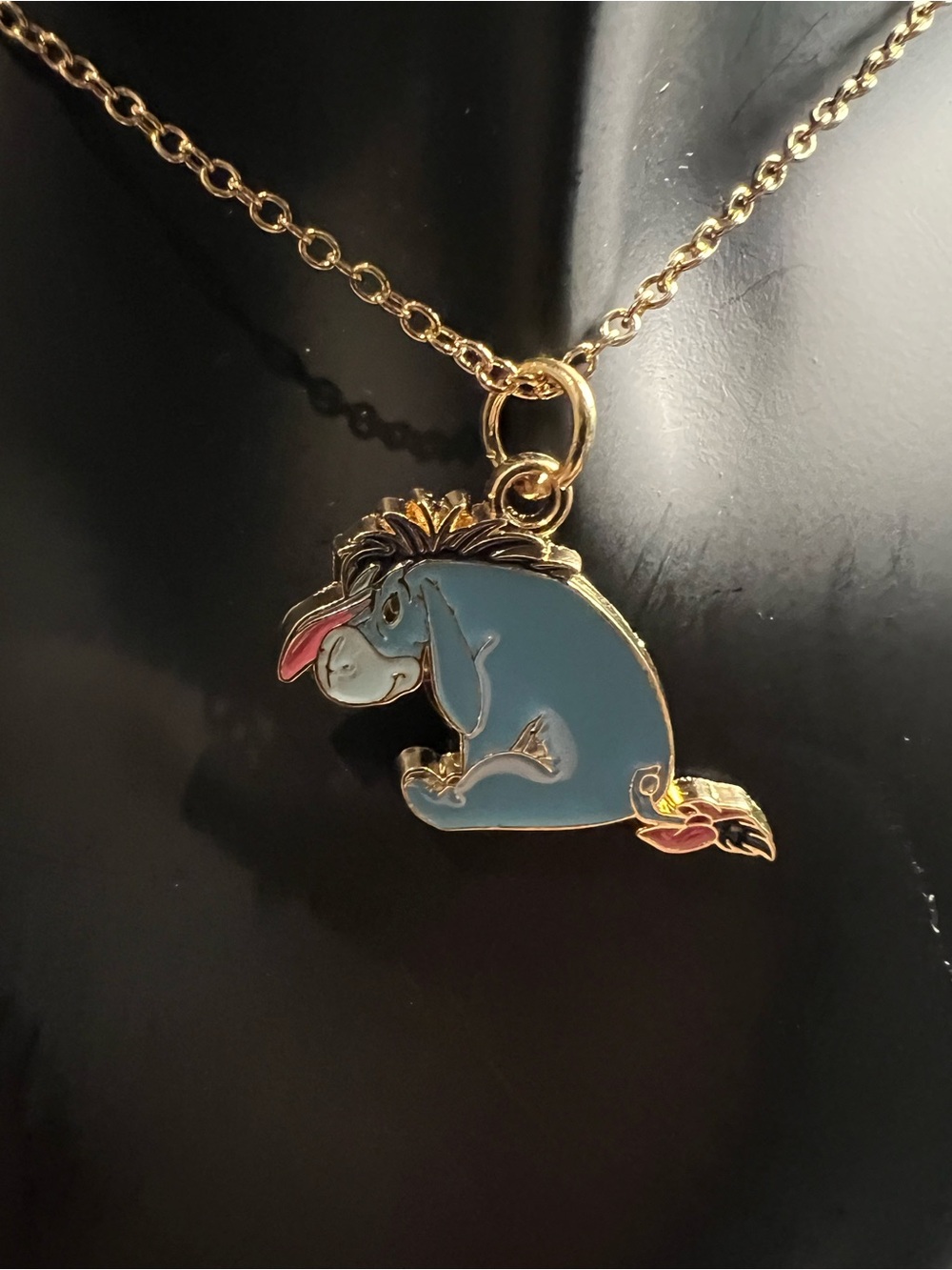 Disney NEW Gold-Tone Eeyore Charm With 18” Chain Necklace - Picture 4 of 4